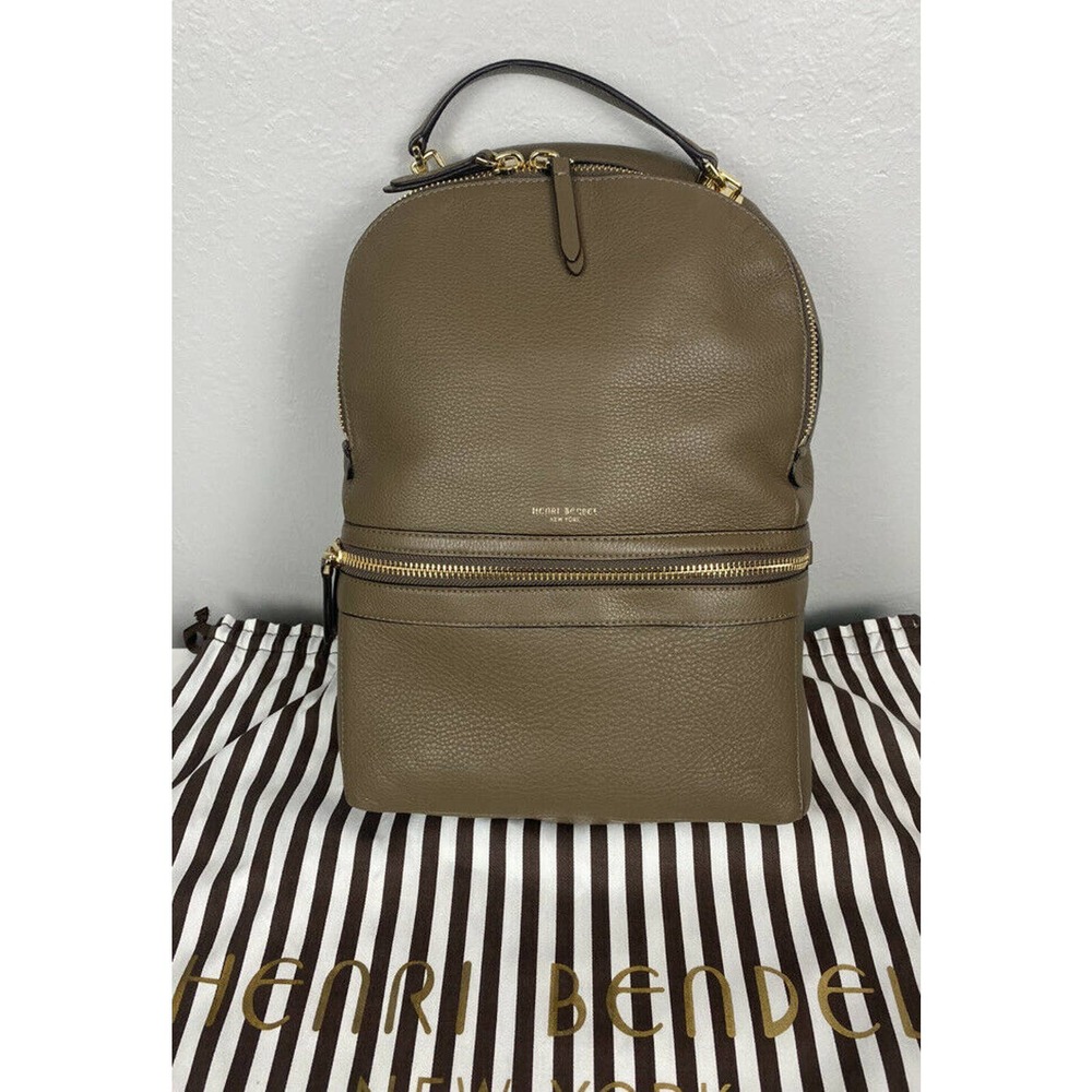 Henri Bendel West 57th Leather Travel Backpack Large Gray/Brown